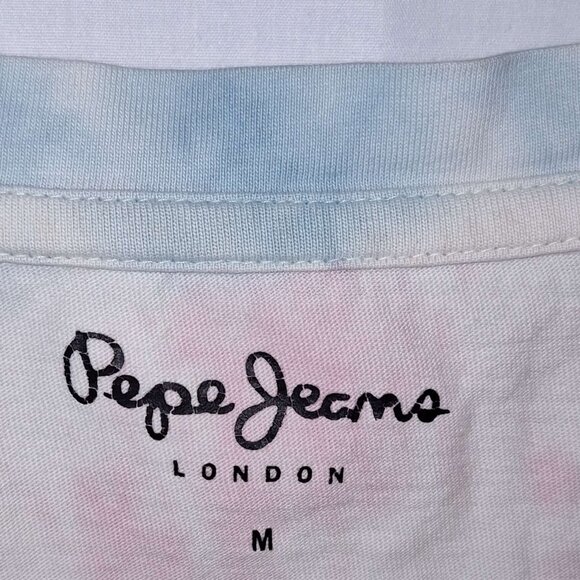 Pepe Jeans London Let Your Soul Glow Tie Dye Cropped Tee Shirt Size M Pastel Gra - Picture 5 of 5